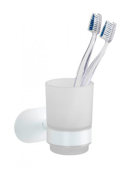 Turbo-Loc® Zahnputzbecherhalter Uno Mod. Orea White matt, aus rostfreiem Edelstahl 