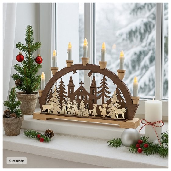 Leuchtbogen Sternensinger vor der Kirche 