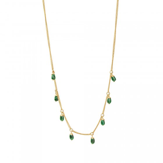 Anhänger mit Kette 925 Sterling Silber vergoldet Malachit 