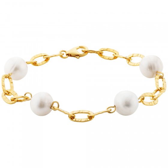 Armband 925/- Sterling Silber vergoldet  4 Perlen 19cm lang 