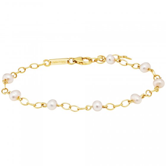 Armband 925/- Sterling Silber vergoldet  8 Perlen 19cm lang 