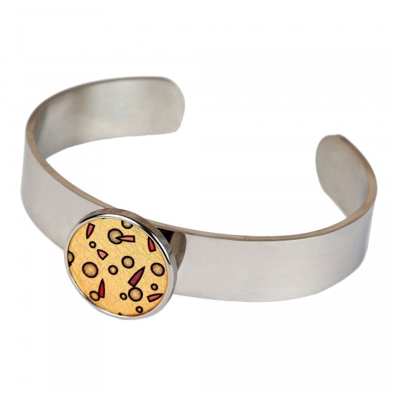 Armreif Edelstahl mit Silber-/Goldeinlage 