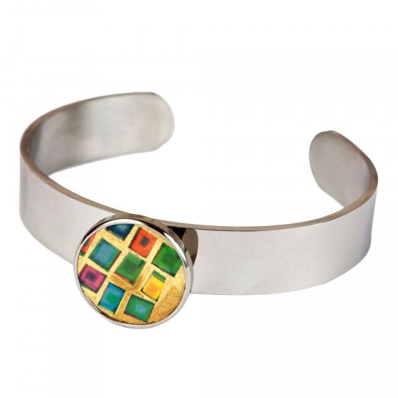 Armreif Edelstahl mit Silber-/Goldeinlage 