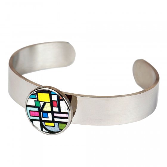 Armreif Edelstahl mit Silber-/Goldeinlage 
