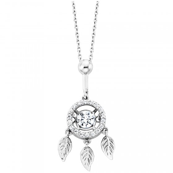 Anhänger mit Kette 925/- Sterling Silber rhodiniert  19 Zirkonia 