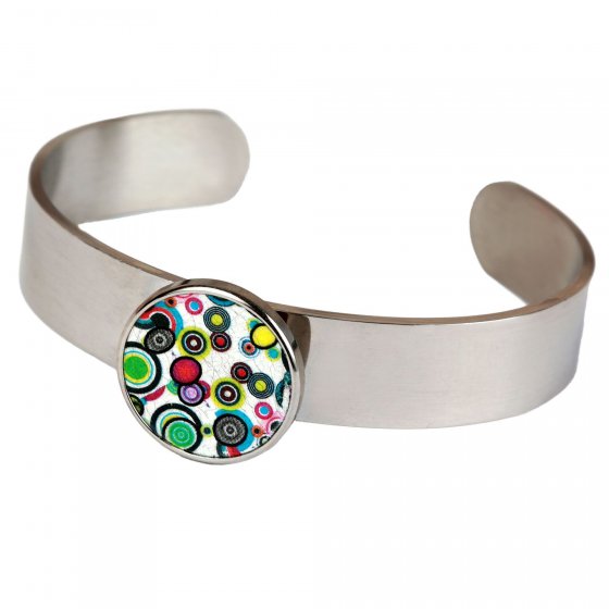 Armreif Edelstahl mit Silber-/Goldeinlage 