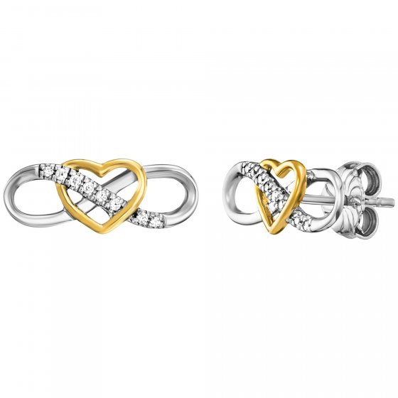 Ohrstecker 925/- Sterling Silber rhodiniert/vergoldet  16 Zirkonia Infinity 