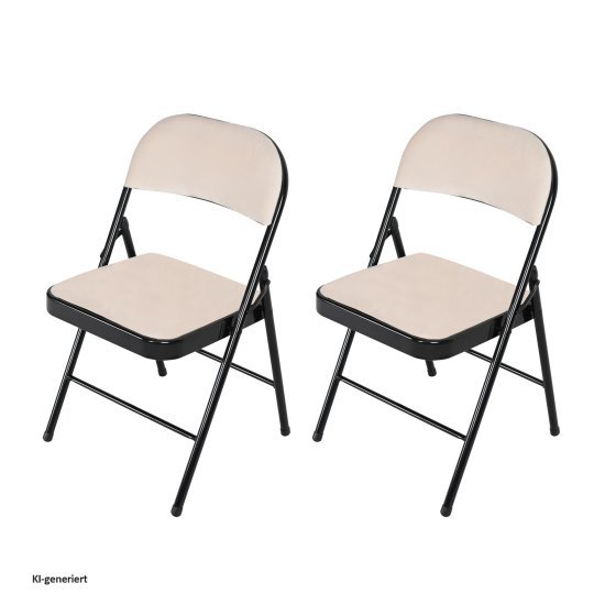 Klappstuhl Wedigo Velvet Beige 2er-Set 