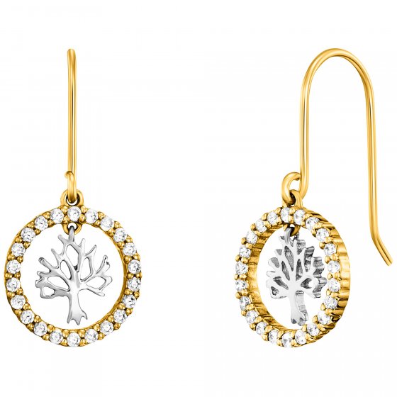 Ohrhänger 925/- Sterling Silber rhodiniert/vergoldet  44 Zirkonia Baum 