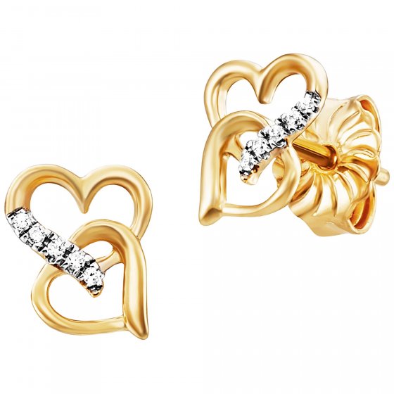 Ohrstecker 925/- Sterling Silber rhodiniert/vergoldet  Herz 10 Zirkonia 