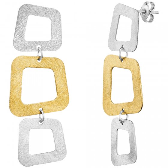 Ohrhänger 925/- Sterling Silber rhodiniert/vergoldet  eismatt 