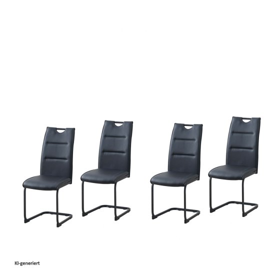 Schwingstuhl DannyP PU Schwarz Freischwinger Esszimmerstuhl Kunstleder 