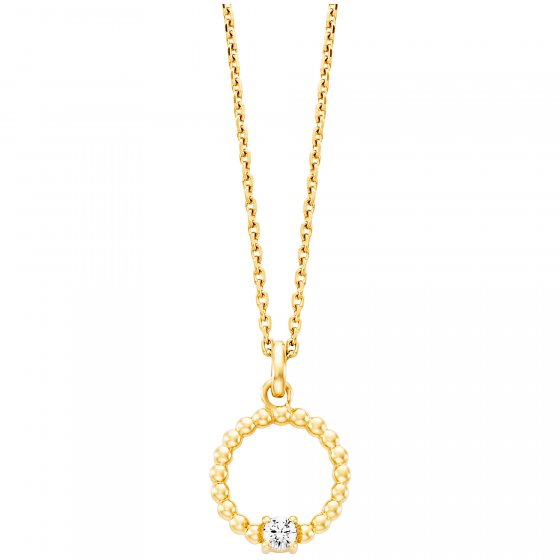 Anhänger mit Kette 925/- Sterling Silber vergoldet  1 Zirkonia 