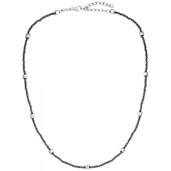 Kette 925/- Sterling Silber rhodiniert  Hämatit grau 43 cm 