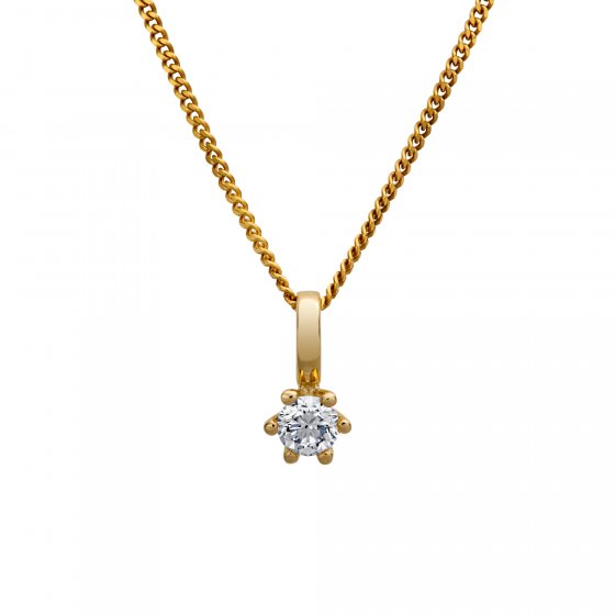Anhänger mit Kette 585/- Gelbgold Brillant SI Vollschliff  Rund 