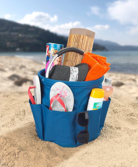 Universal Reinigungs Caddy 16 l, Blau, mit 6 Außentaschen für Schwämme und Tücher 