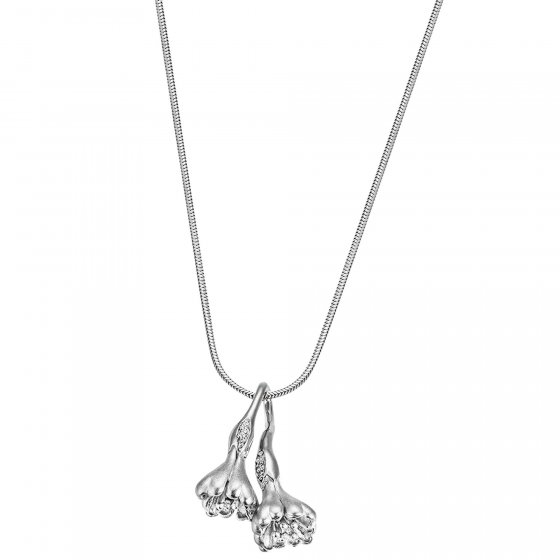 Anhänger mit Kette 925 Sterling Silber  Gebürstet Zirkonia weiß 