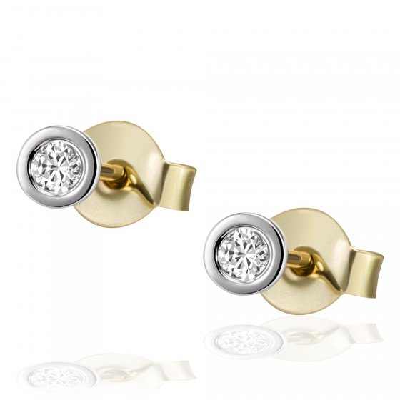 Ohrstecker 375 Gelbgold  Glänzend  2 Brillanten weiß 
