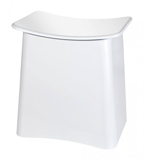 2in1 Hocker Mod. Wing Weiß, Badhocker mit herausnehmbarem Wäschesack 