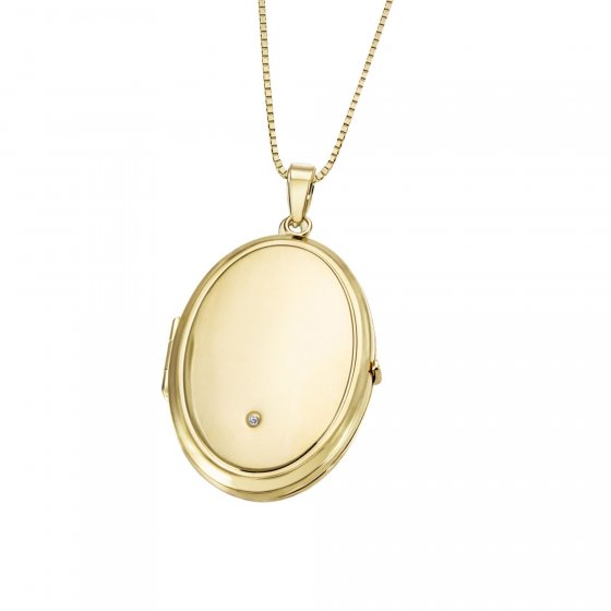 Anhänger mit Kette 375 Gelbgold  Glänzend  1 Diamant weiß 