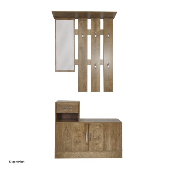 Garderobenpaneel mit Schuhschrank Thekla Eiche 
