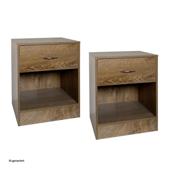Nachtschrank 2er Set Thekla Eiche 