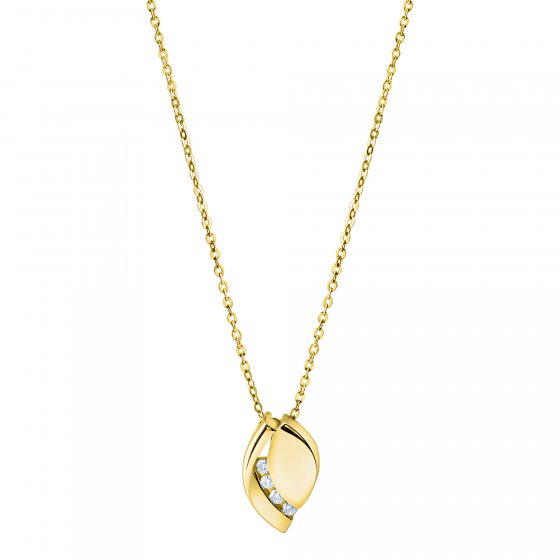 Anhänger mit Kette 925/- Sterling Silber vergoldet Zirkonia 