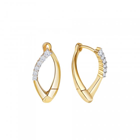 Creolen 375/- Gelbgold bicolor Zirkonia 