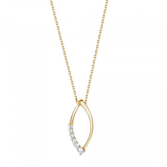 Anhänger mit Kette 375/- Gelbgold bicolor Zirkonia 