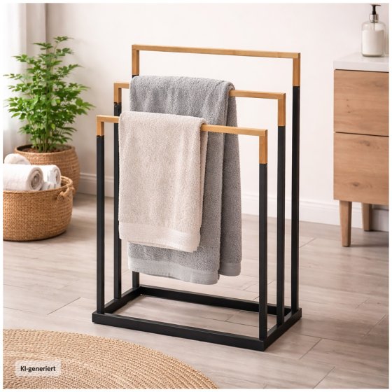 Handtuchtrockner mit 3 Stangen Modern in Schwarz 