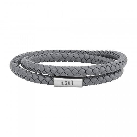 Armband Echtleder-Wickelarmband 21cm grau und magnetischem Edelstahlverschluß 