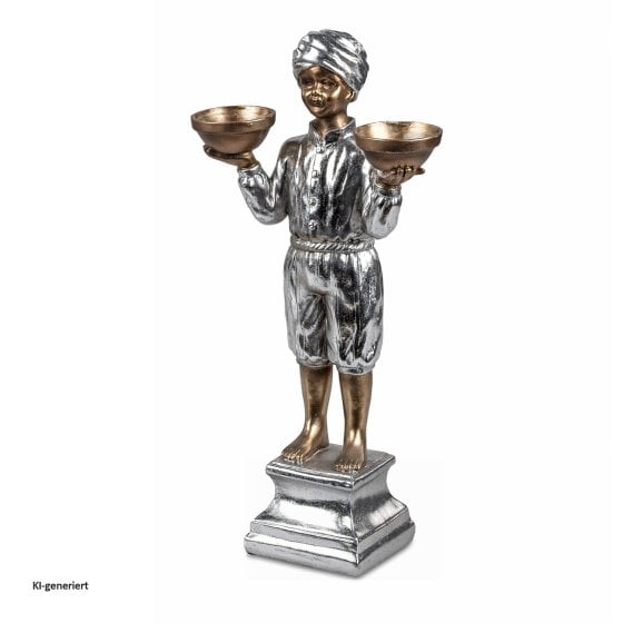 Dekofigur mit Schalen Silber Bronze 