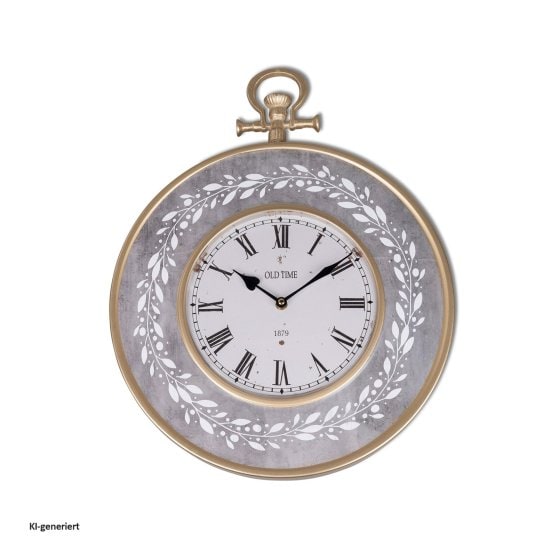 Wanduhr grau antik mit Ranke 38 cm 