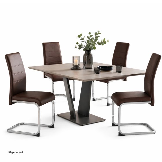 Esszimmerstuhl SallyC Kunstleder 4er-Set Braun 