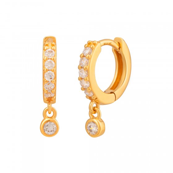 Creole 925 Sterling Silber vergoldet mit Zirkonia Anhänger 