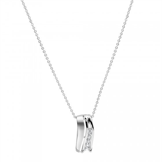 Anhänger mit Kette 925/- Sterling Silber rhodiniert Zirkonia 