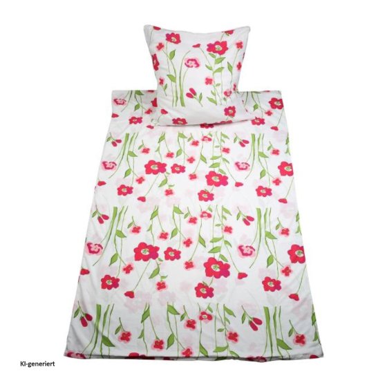 Bettwäsche 2-teiliges Set 135 x 200 Rote Wiesenblumen 