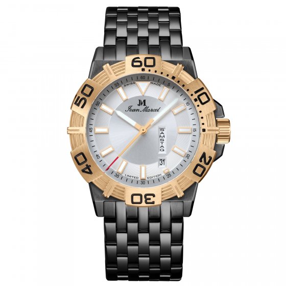 Herren Armbanduhr Edelstahl rotvergoldet (teil) Satiniert 22cm 