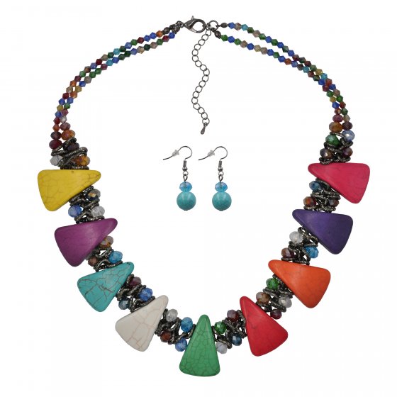Schmuckset Set aus Collier und Ohrhaken multicolor 