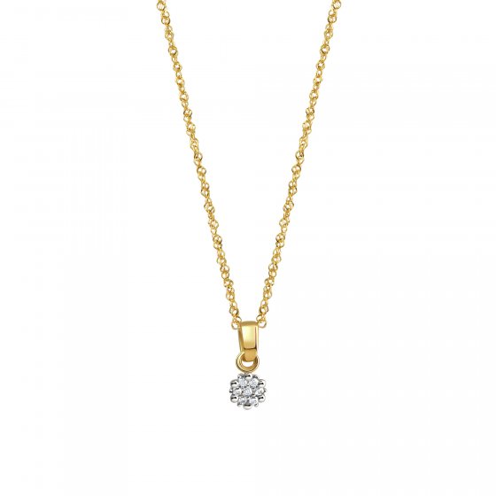 Halskette 375 Gelbgold mit Zirkonia weiß 45cm lang 