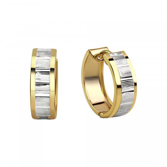 Ohrringe Gold 333 zweifarbig glanz/matt 15mm Durchmesser 