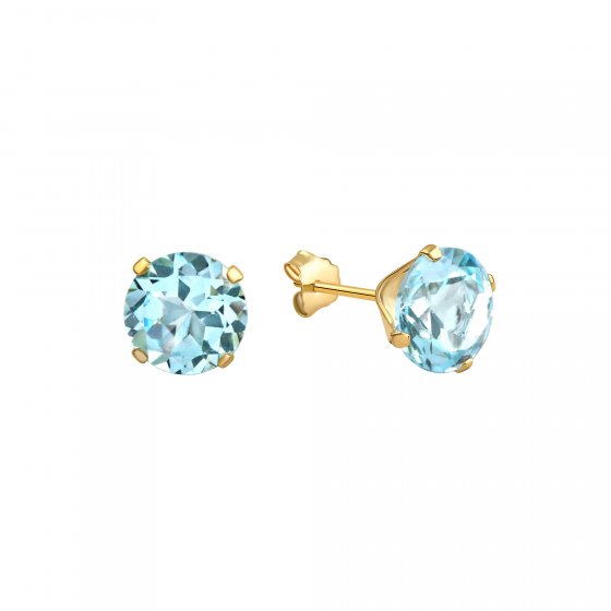 Ohrstecker Gold 585 mit echtem Blautopas (beh.) 7mm 