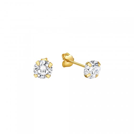 Ohrringe Gold 333 mit weißen Zirkonia-Steinen 5mm 