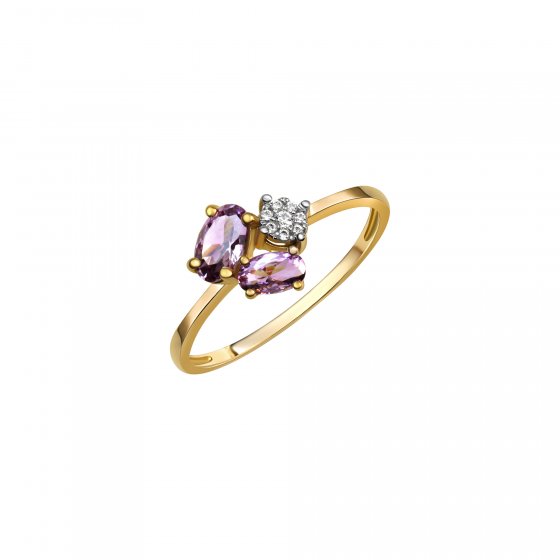 Ring Gold 375 mit echtem Amethyst + Zirkonia 