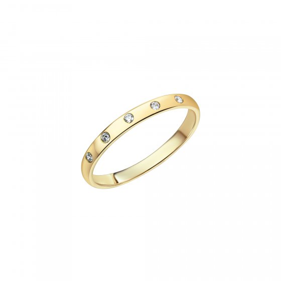 Ring 375 Gold mit 5x Zirkonia weiß 