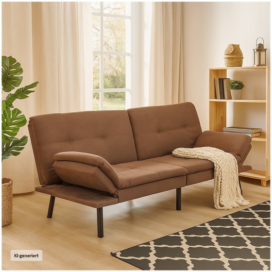 Sofa mit verstellbaren Armlehnen Braun 