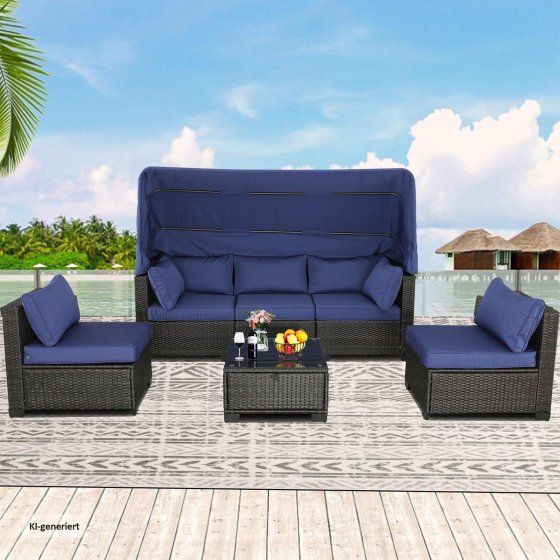 Loungemöbel Blau/Braun 6-teiliges Set 
