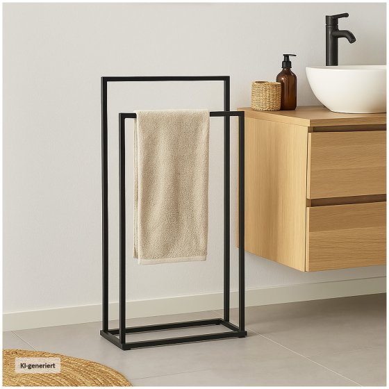 Moderner Handtuchhalter aus robustem Stahl in Schwarz 
