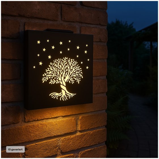 LED Solarleuchte 46 x 48 cm warmweiß für Terrasse und Balkon 