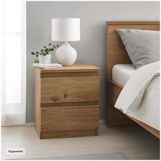 Nachtkommode 2er Set Artisaneiche mit 2 grifflosen Schubladen 